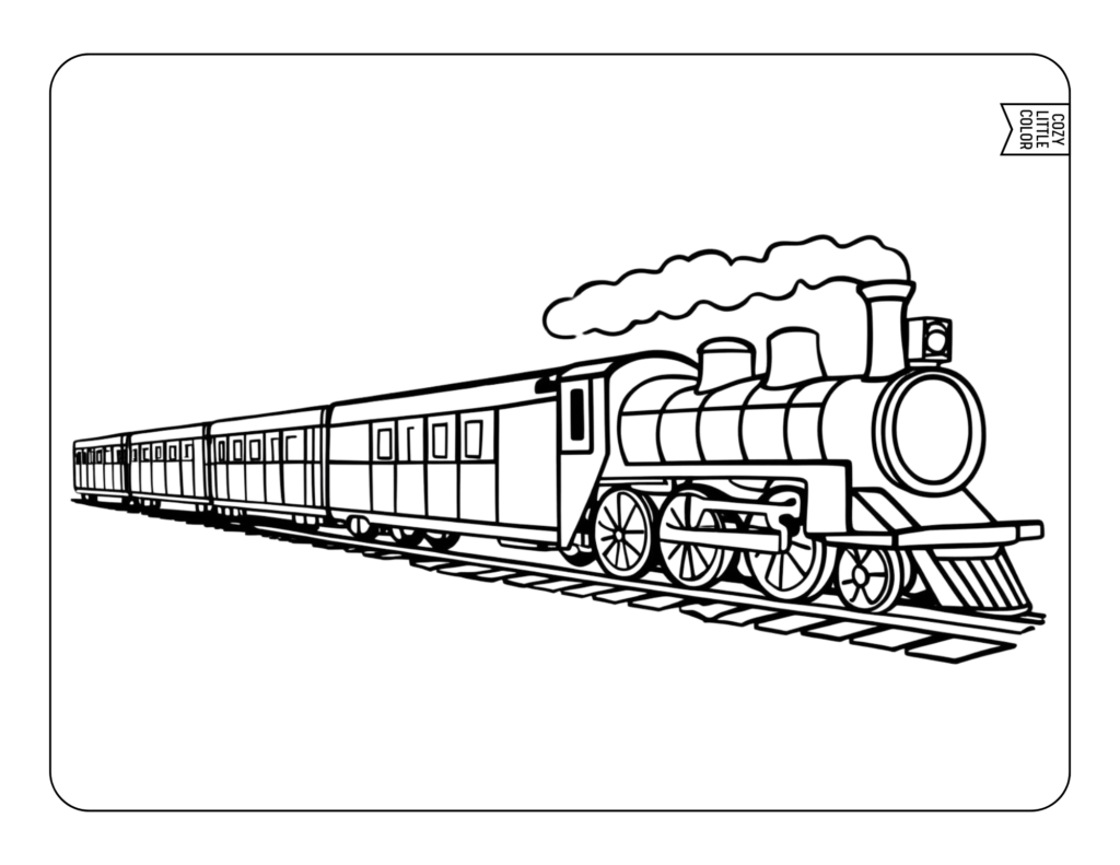 Passenger train coloring page free printable