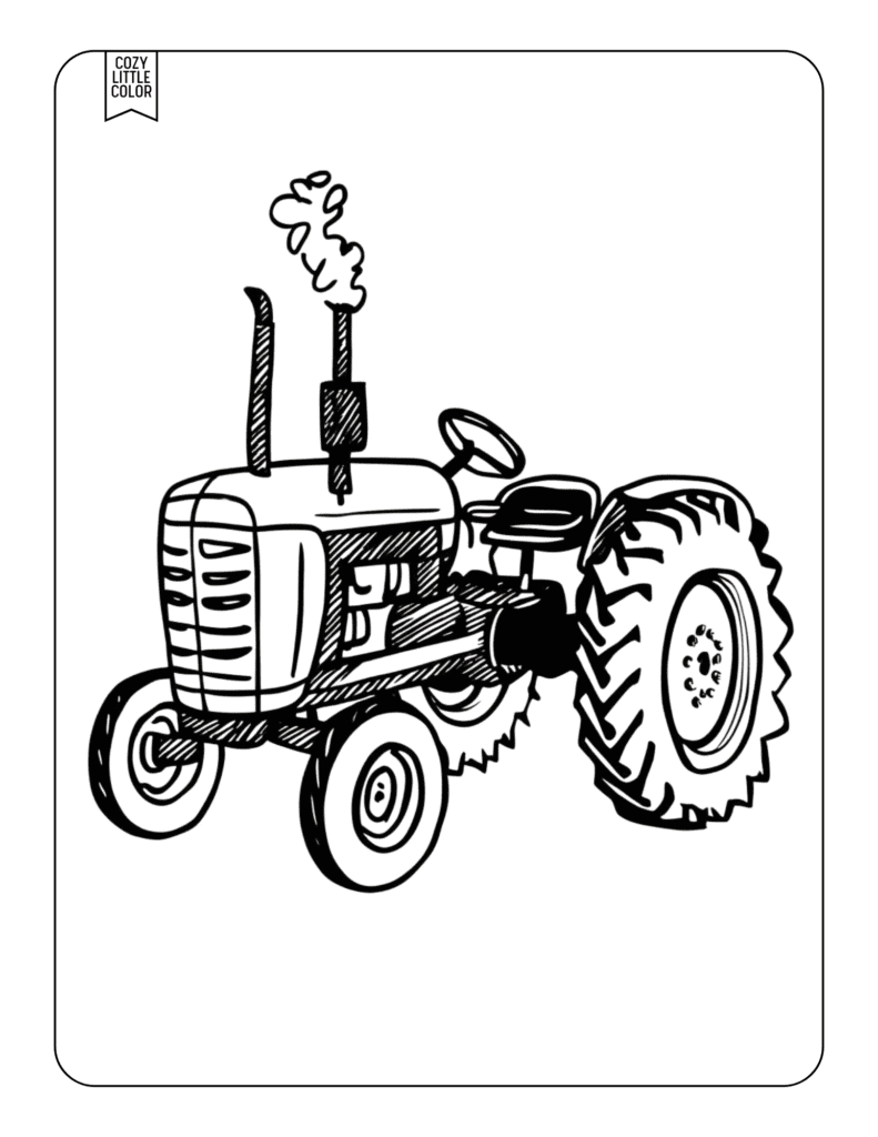 Vintage detailed tractor coloring page