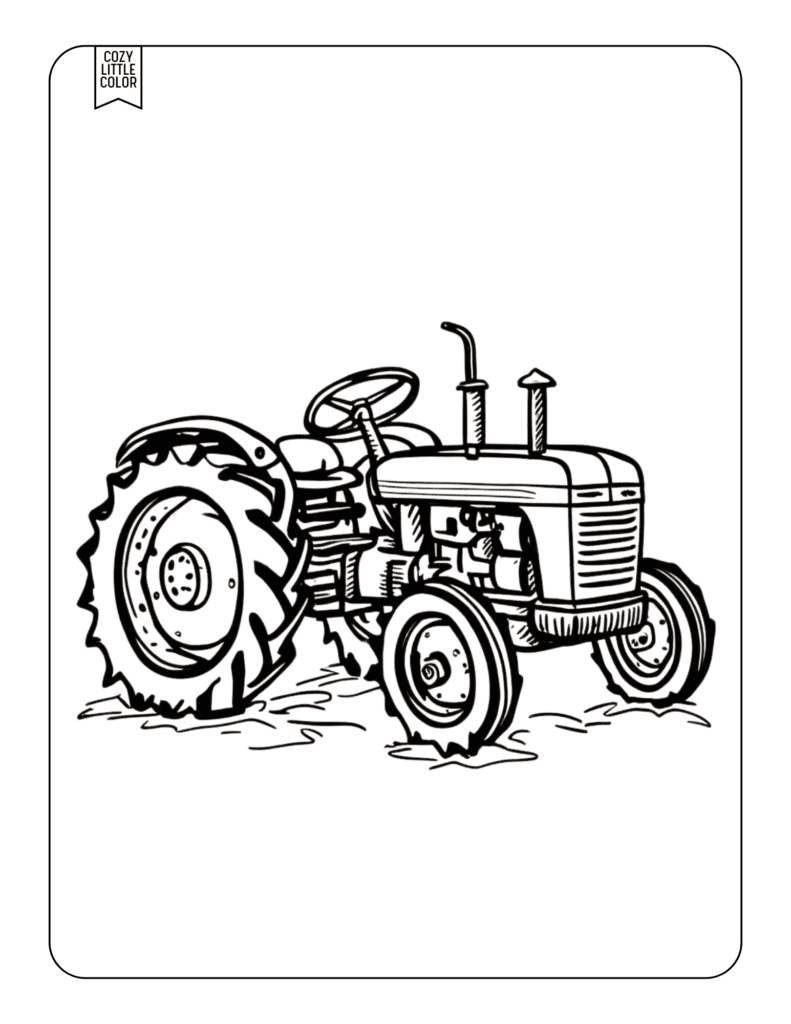 detailed vintage cool tractor coloring page