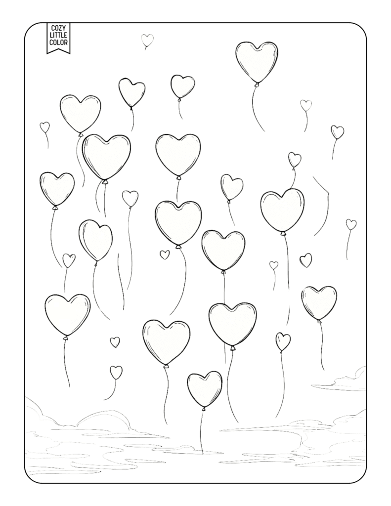 Heart Balloons coloring page