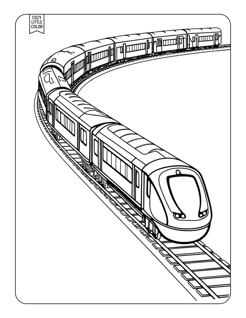 Long Train coloring page track