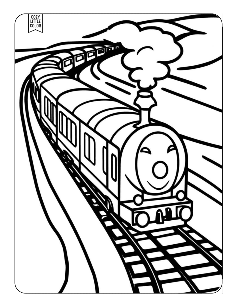 Cartoon train coloring page