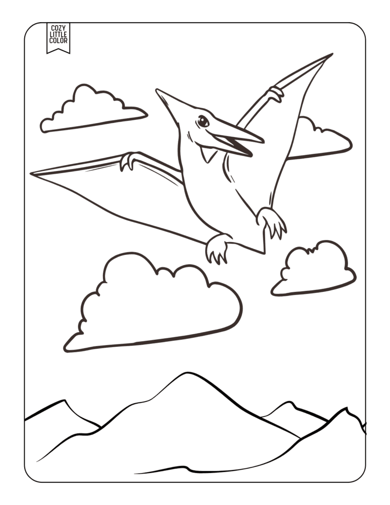 Flying Pterodactyl Dinosaur coloring page