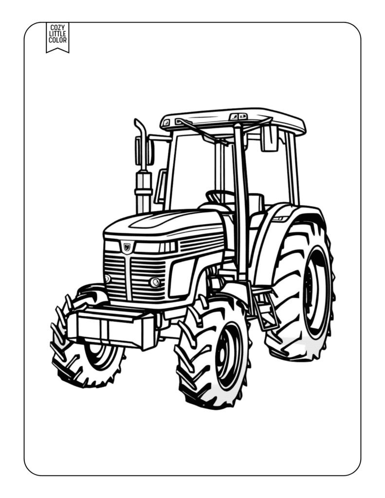 coloring page of a tractor