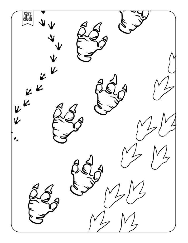 Dinosaur tracks foot prints coloring page