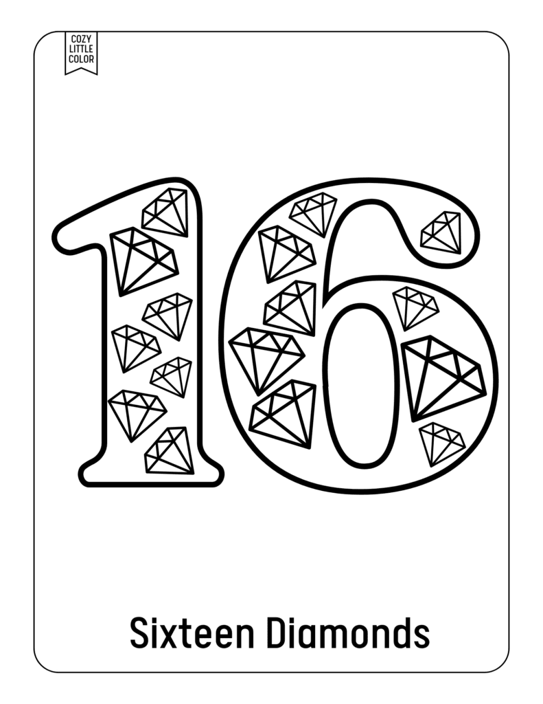 count and color number 16 with diamonds