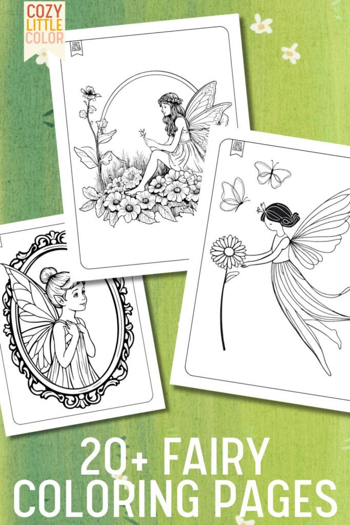 Free fairy coloring pages pin