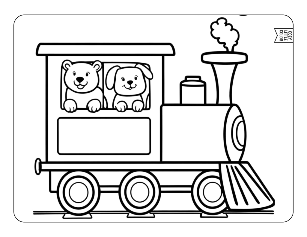 Zoo train coloring page easy for kids