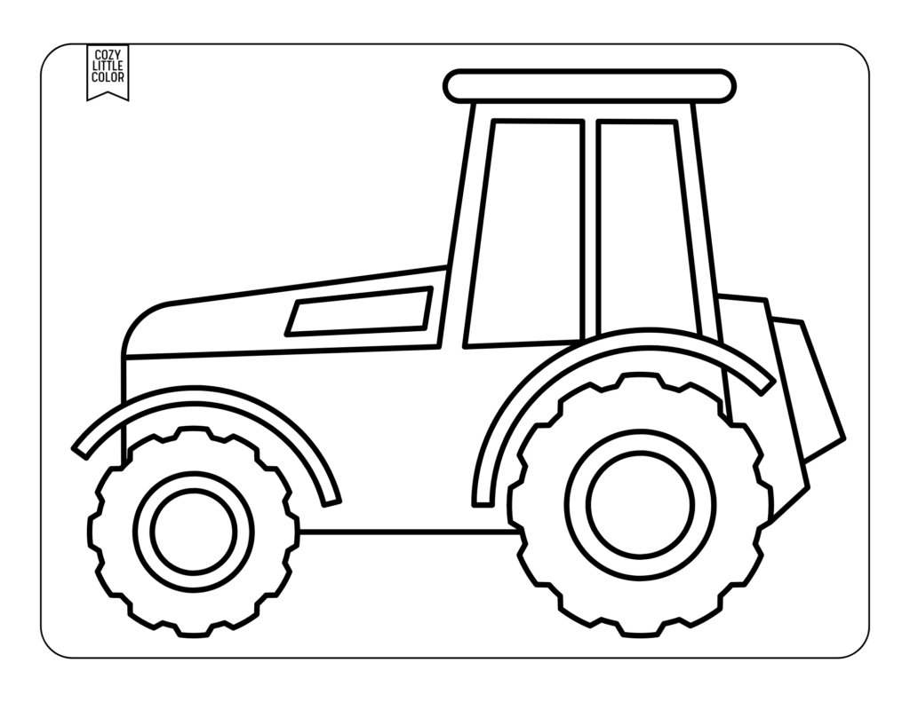 Very Simple coloring page of a tractor