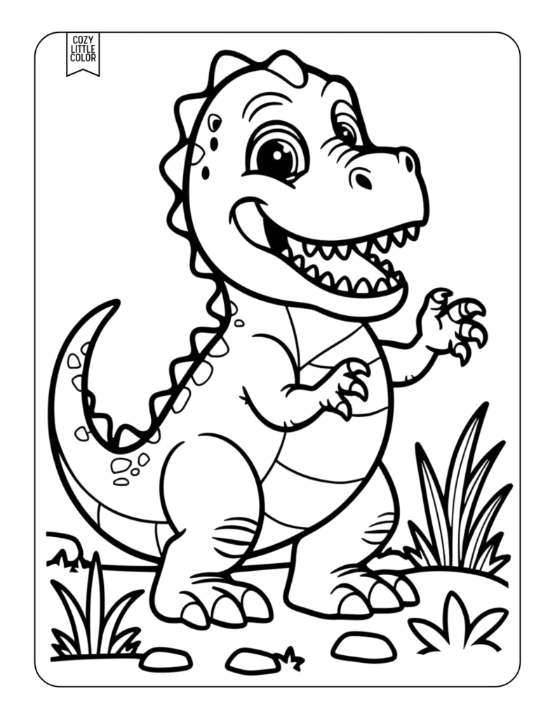 Friendly Dinosaur Coloring Page For pre k