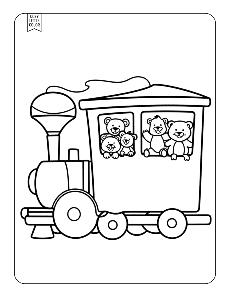 Zoo train with animals kids coloring page