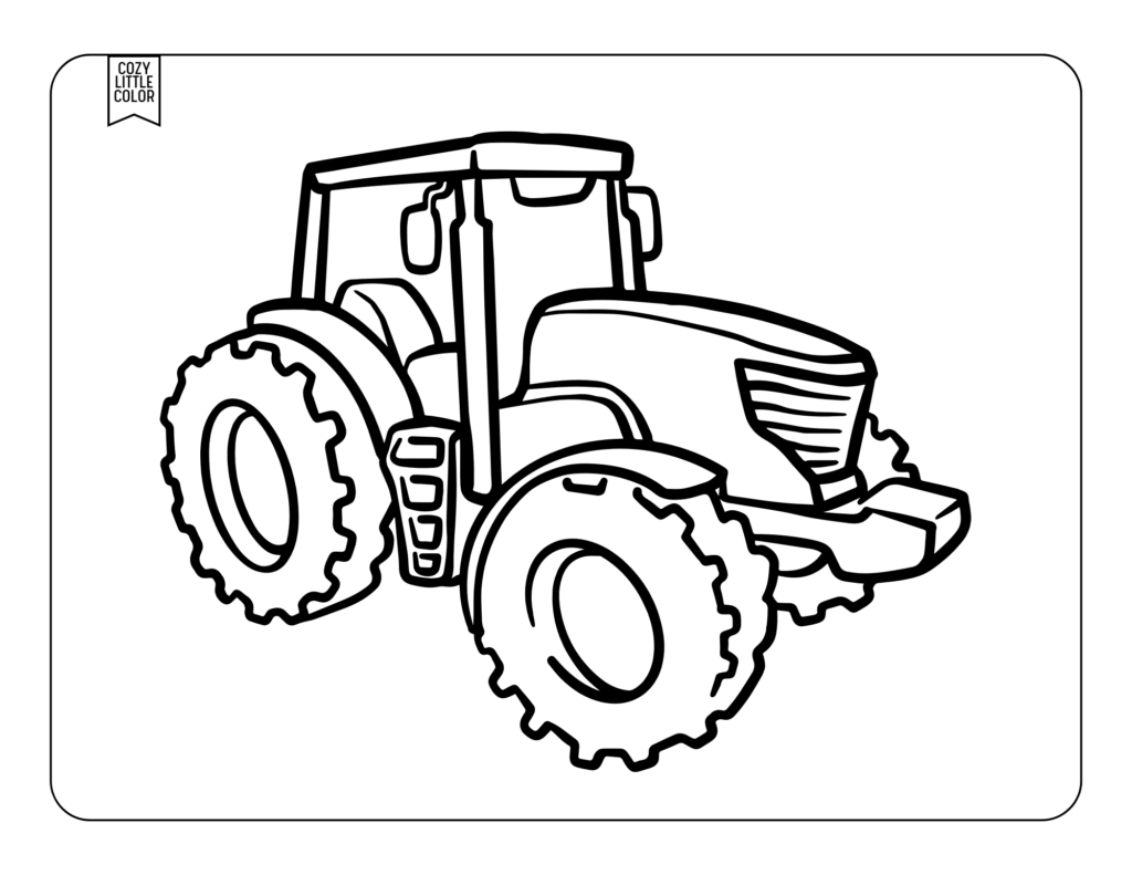 simple coloring page of an outlined tractor