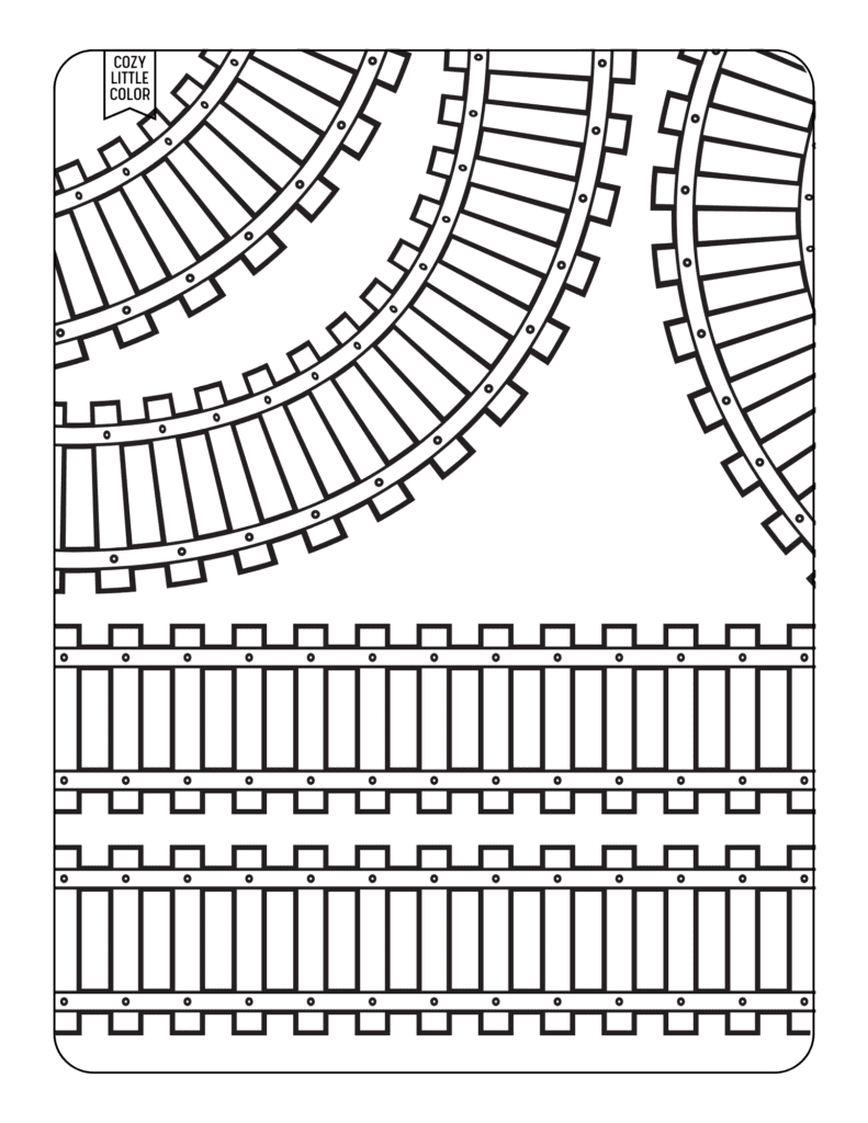 Train tracks coloring page