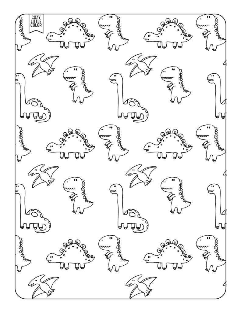 Cartoon Dinosaurs pattern coloring page free printable