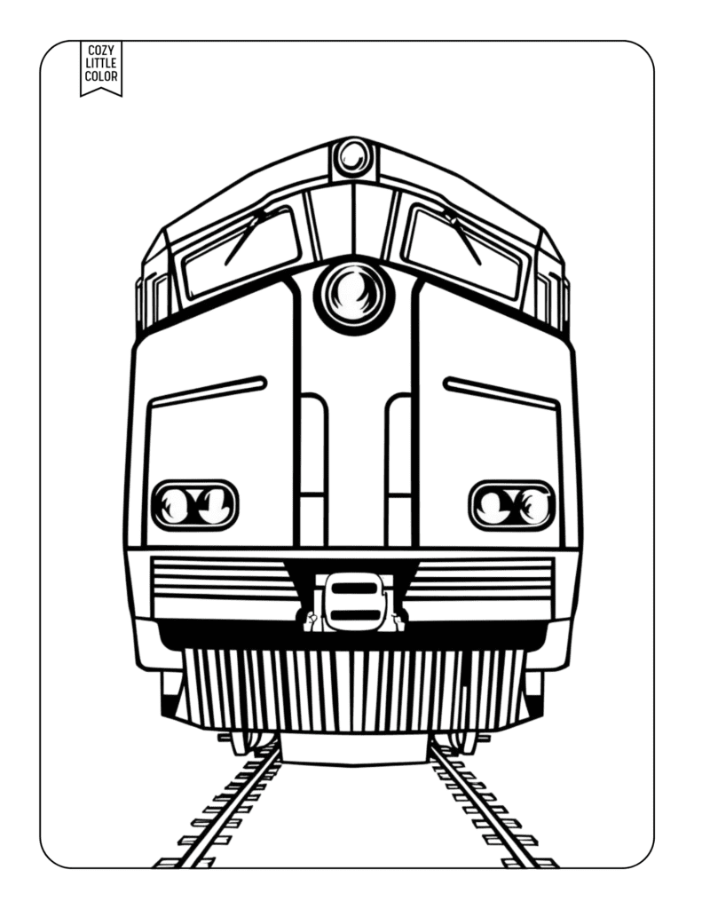 Front of a diesel train coloring page