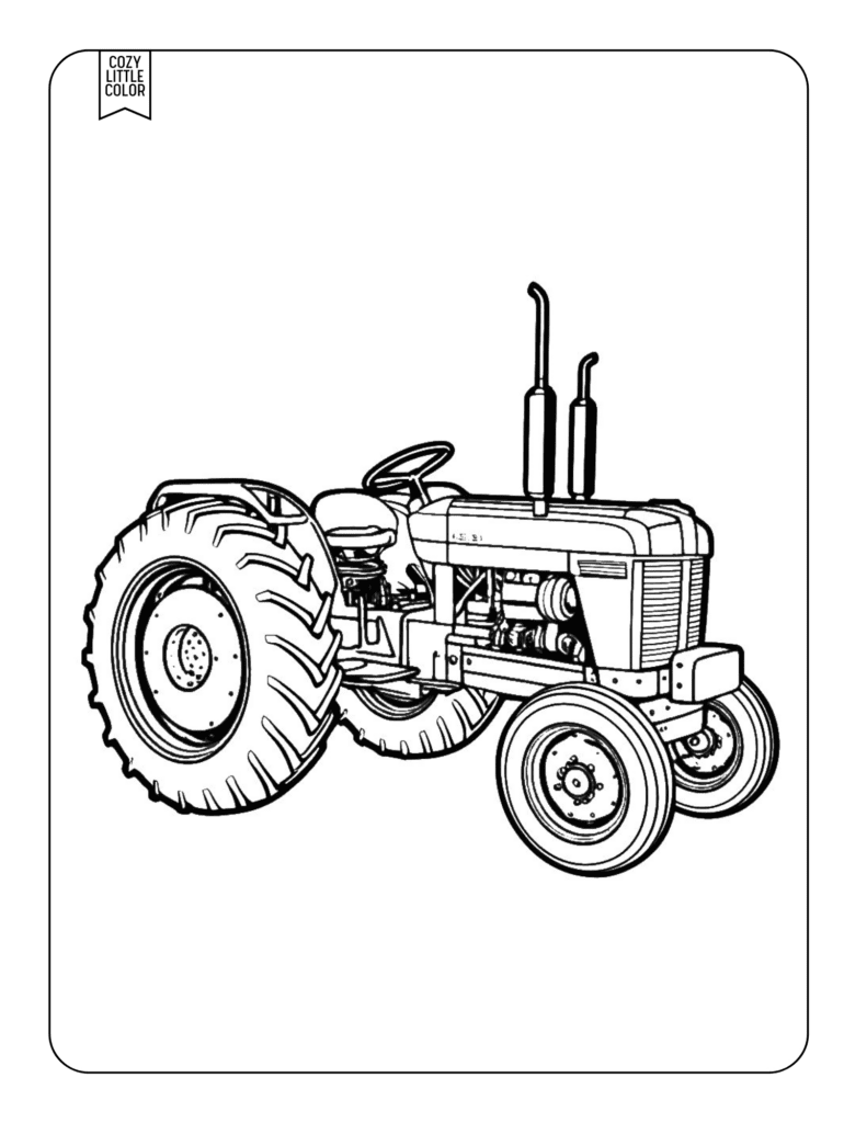 old fashioned vintage tractor coloring page