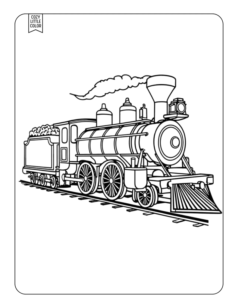 Old steam train simple coloring page free printable