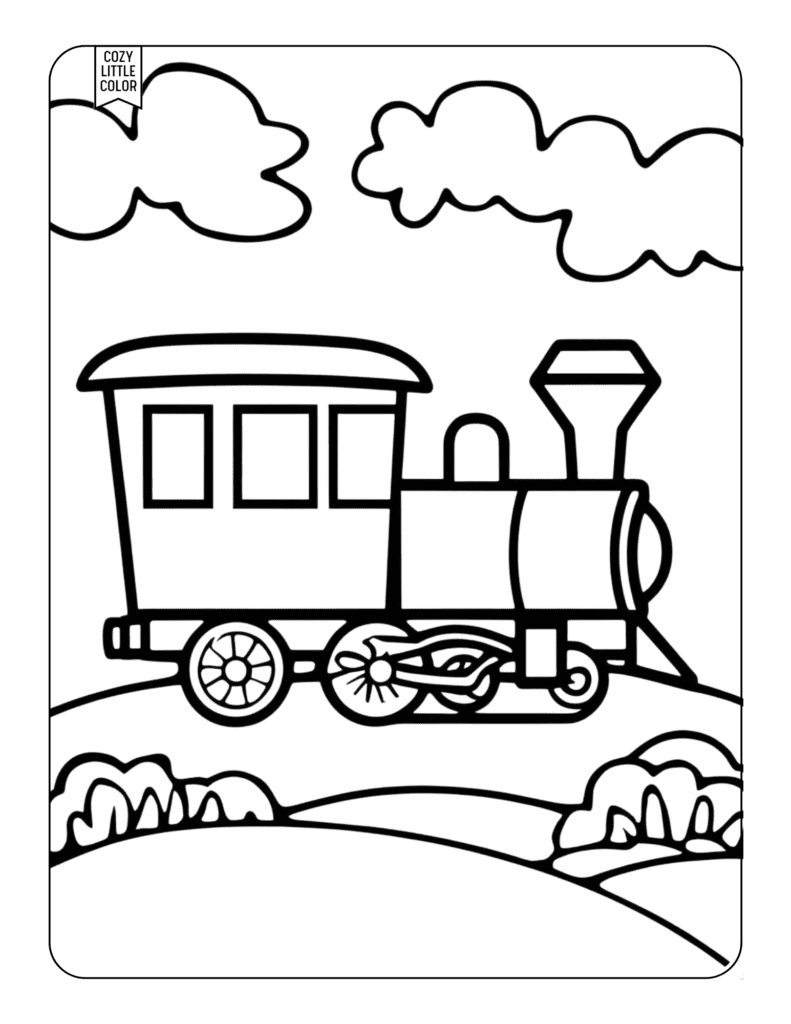 Little kids coloring page of a train