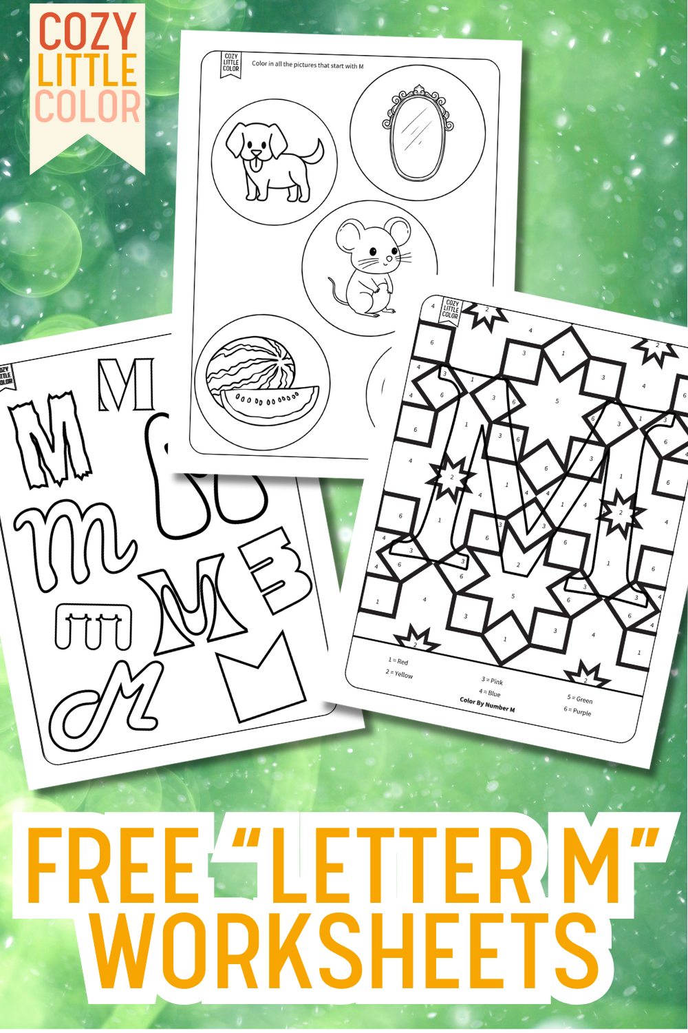 text reads free letter m worksheets