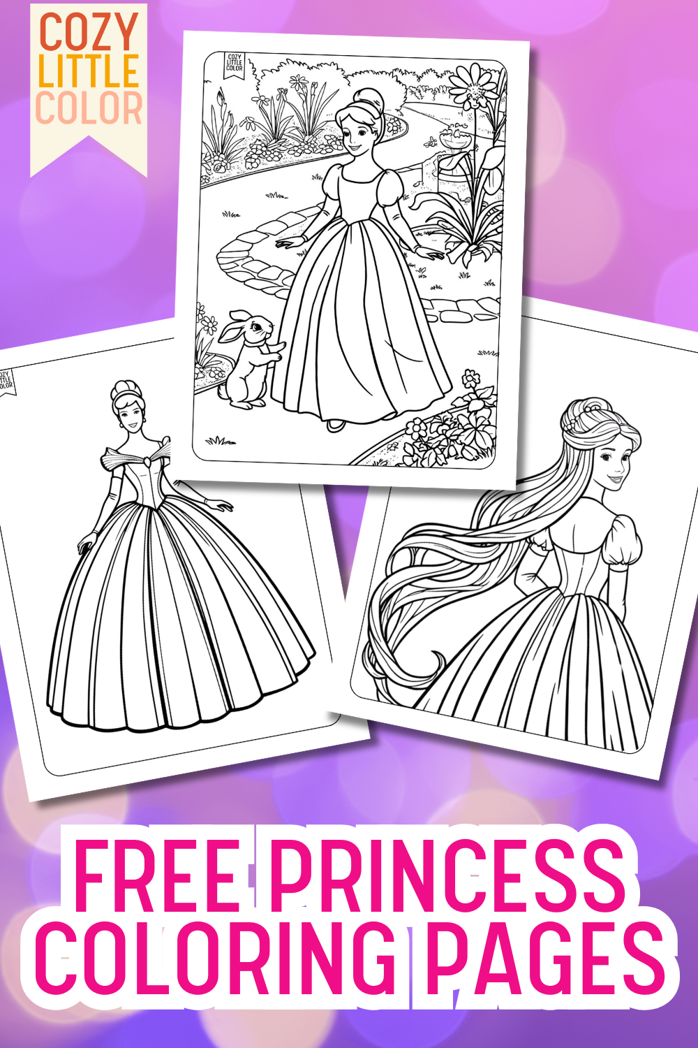 three princess coloring pages