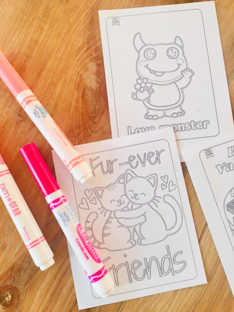 close up of printable coloring pages valentines cards