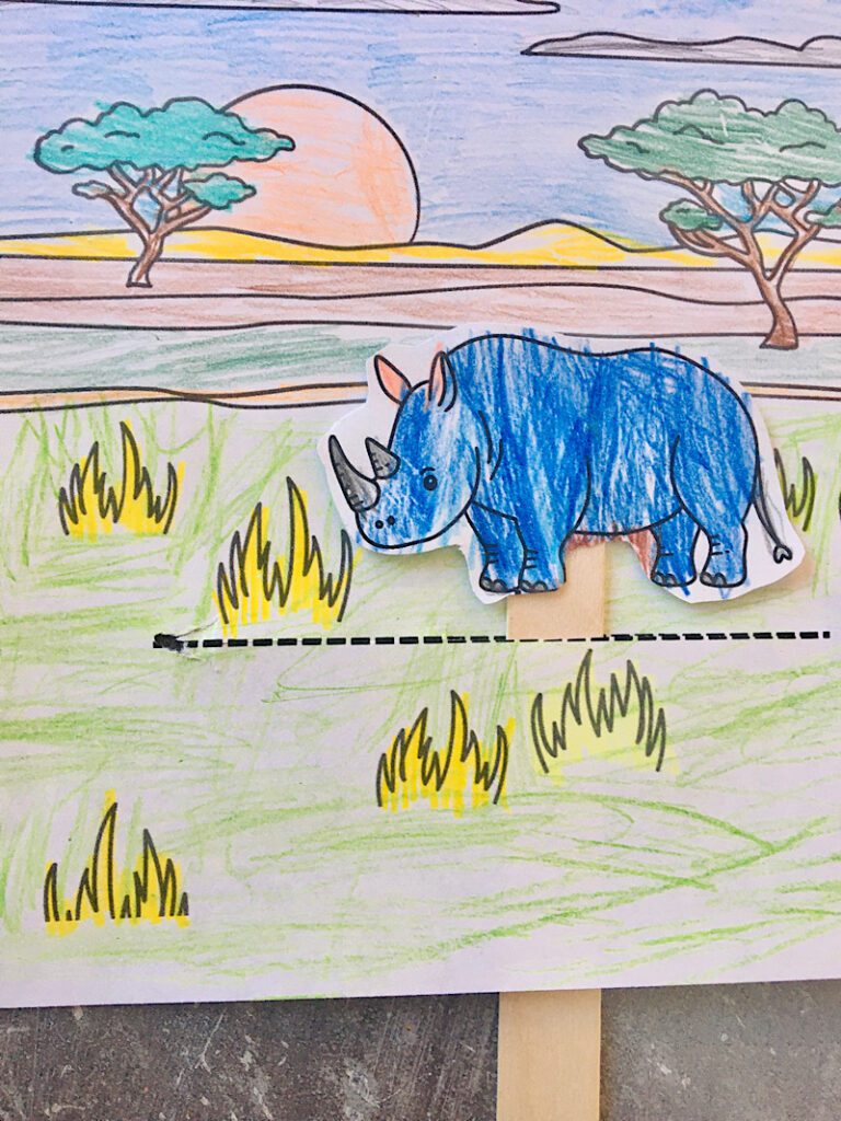 closeup of printable rhino activity