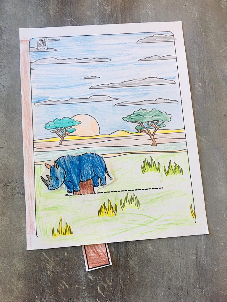 rhino printable activity for homeschool